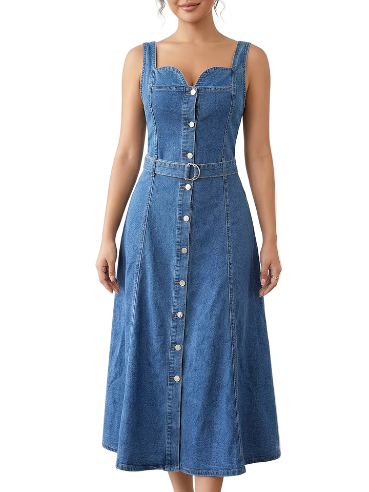 Damen-Midikleid mit Knopfleiste und Gürtel
