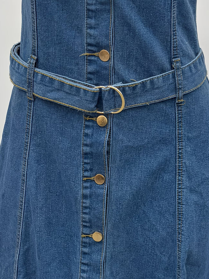 Damen-Midikleid mit Knopfleiste und Gürtel