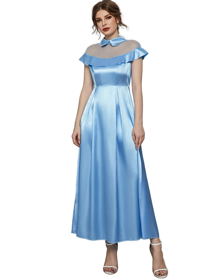 Damen-Midikleid mit Transparentem Mesh-Einsatz