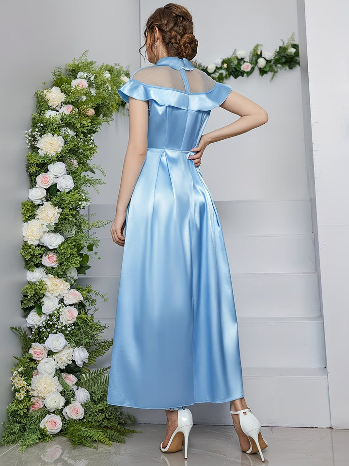 Damen-Midikleid mit Transparentem Mesh-Einsatz