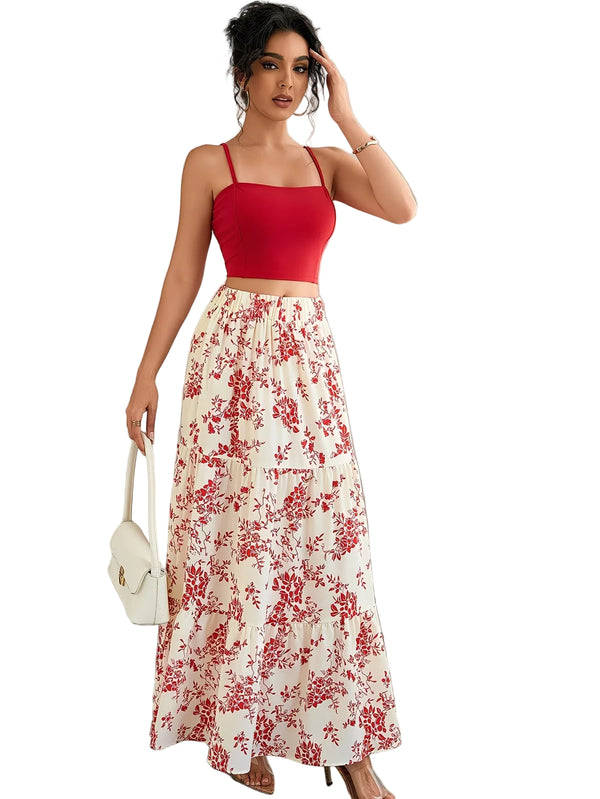 Damen-Zweiteiler mit Crop-Top und Maxirock