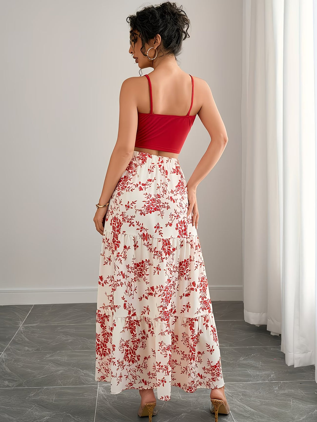 Damen-Zweiteiler mit Crop-Top und Maxirock