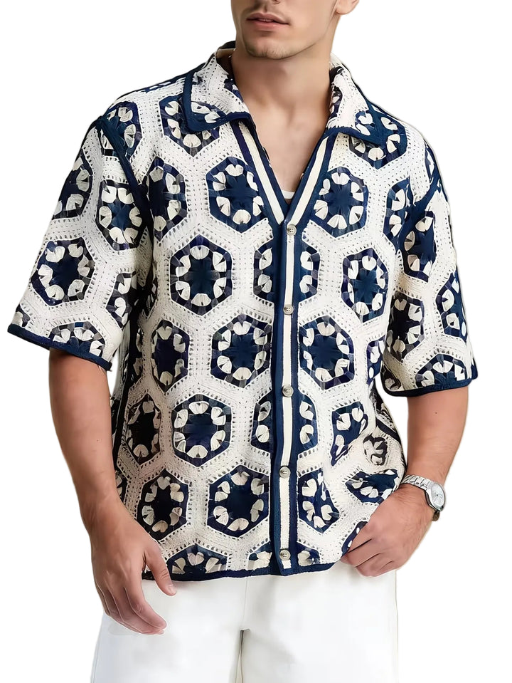 Herren-Hemd mit Hexagonalem Häkelmuster