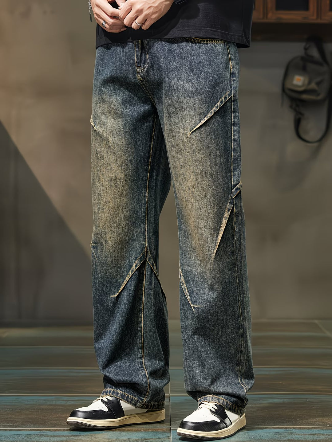 Herren-Hosen mit Geradem Schnitt und Faded-Effekt