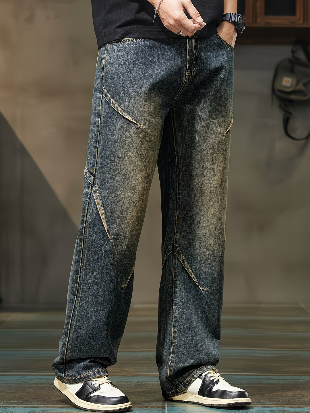 Herren-Hosen mit Geradem Schnitt und Faded-Effekt