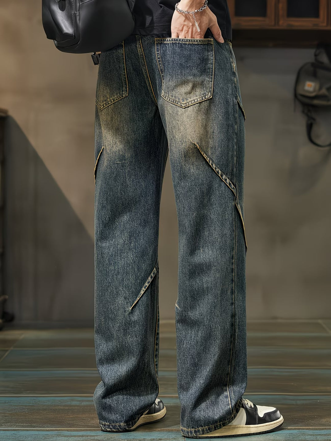 Herren-Hosen mit Geradem Schnitt und Faded-Effekt