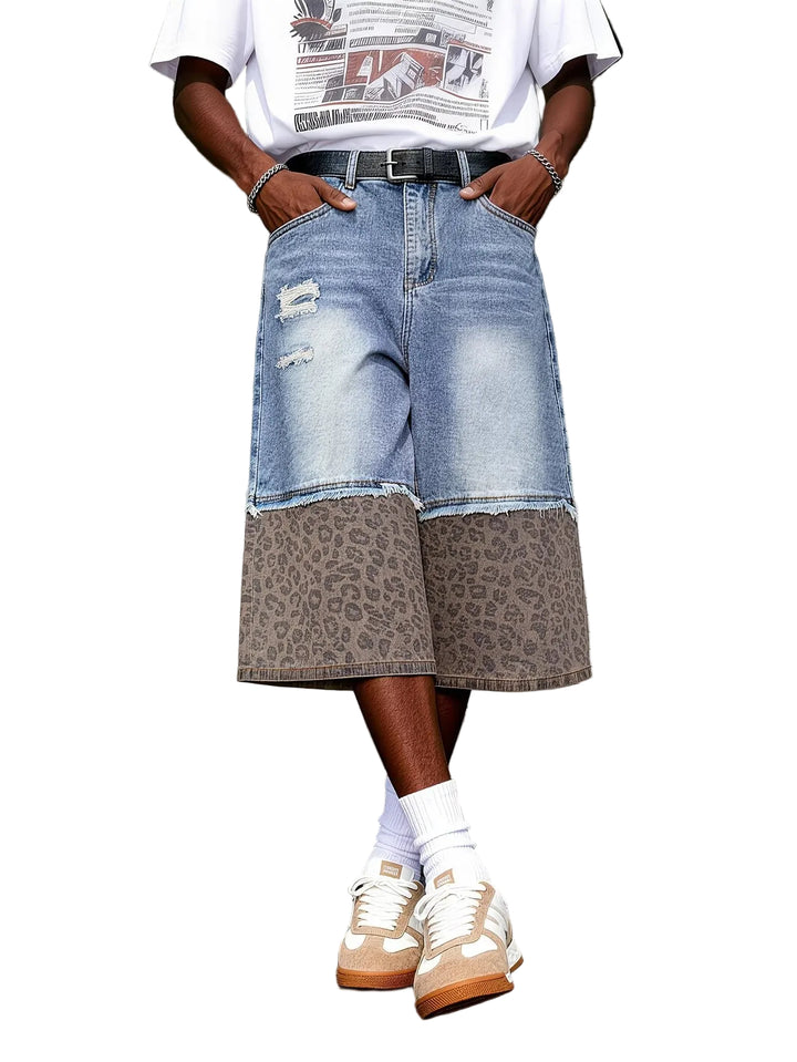 Herren Zweifarbige Weitbein Shorts
