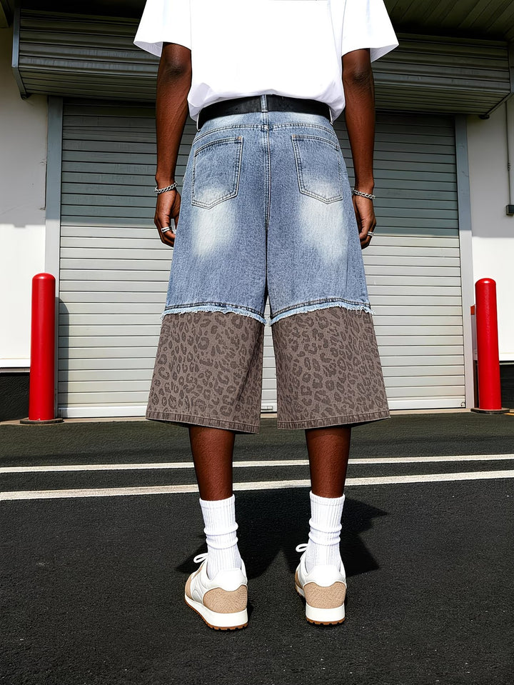 Herren Zweifarbige Weitbein Shorts